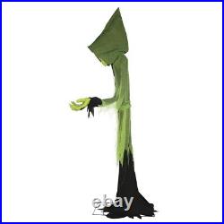 8' Animated Green Alien Ghoul Speaks Different Phrases Glow Eyes Halloween Prop