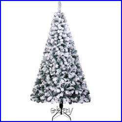 8 FT Artificial Christmas Tree Snow Flocked Hinged Xmas Tree Holiday Decor