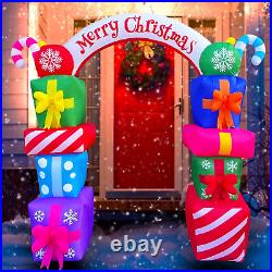 8 FT Christmas Inflatable Gift Boxes Arch Archway with Candy Merry Christmas Dec