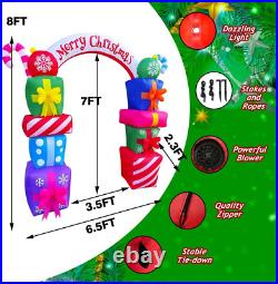 8 FT Christmas Inflatable Gift Boxes Arch Archway with Candy Merry Christmas Dec