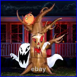 8 FT Halloween Inflatable Scary Tree with Ghost through Inflatable Yard Decorati