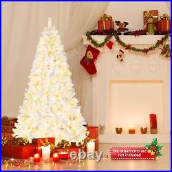 8 FT Prelit Snow White Artificial Christmas Tree Holiday Decor with 670 LED Lights