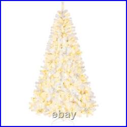 8 FT Prelit Snow White Artificial Christmas Tree Holiday Decor with 670 LED Lights