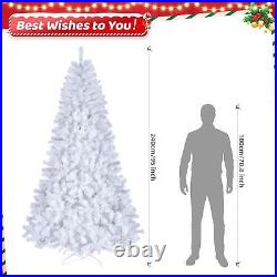 8 FT Prelit Snow White Artificial Christmas Tree Holiday Decor with 670 LED Lights