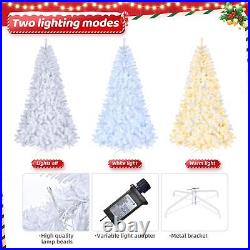 8 FT Prelit Snow White Artificial Christmas Tree Holiday Decor with 670 LED Lights