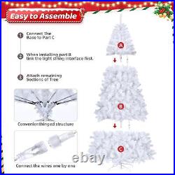 8 FT Prelit Snow White Artificial Christmas Tree Holiday Decor with 670 LED Lights
