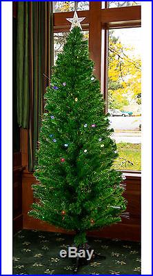8' Fiber Optic Pre-Lit Artificial Holiday & Christmas Tree withMini Lights