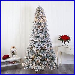 8′ Flocked Vermont Mixed Pine Swept Spruce Christmas Tree with600 LED. Retail $589