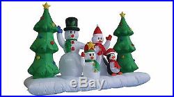 8 Foot Long Christmas Inflatable Snowman Family and Penguin Tree Yard Decoration
