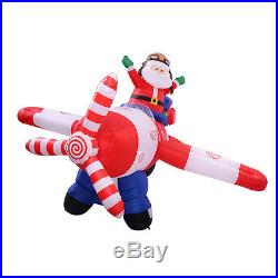 8 Ft Airblown Inflatable Christmas Xmas Santa Claus Airplane Decor Lawn Outdoor