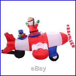 8 Ft Airblown Inflatable Christmas Xmas Santa Claus Airplane Decor Lawn Outdoor