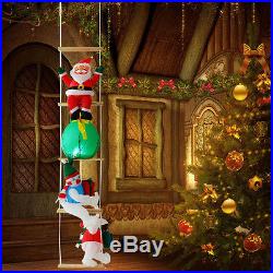 8 Ft Airblown Inflatable Christmas Xmas Santa Ladder Decor Lighted Lawn Present