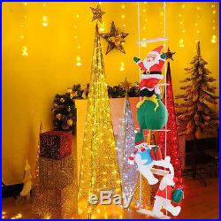 8 Ft Airblown Inflatable Christmas Xmas Santa Ladder Decor Lighted Lawn Present