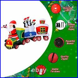 8 Ft Christmas Train With Santa Penguin LED Inflatable Outdoor Yard Decorations