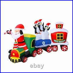 8 Ft Christmas Train With Santa Penguin LED Inflatable Outdoor Yard Decorations