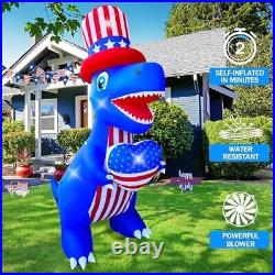 8 Ft Independence Day Inflatable Dinosaur with Heart Decorations LED Light
