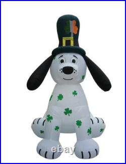 8′ Inflatable LED St. Patrick’s Day Puppy with Shamrock Spots Yard Decoration