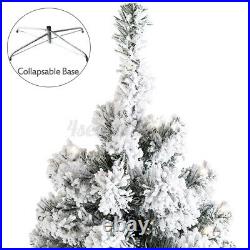 8 Mode 250 LED Light Snow Flocked Artificial Christmas Tree Xmas Party Decor 6FT
