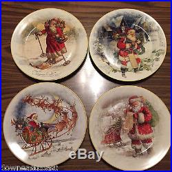 8 NEW Pottery Barn NOSTALGIC SANTA DINNERWARE set/ 8 SALAD Plates NIB CHRISTMAS