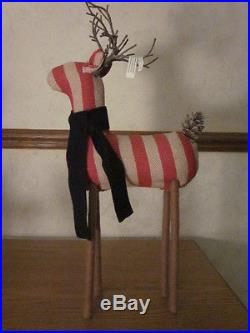 8 Pc Rare Complete Set 2015 Pottery Barn Fabric Reindeer Ornament Large Buffalo