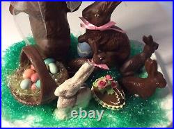 8+ Piece Collection Of Realistic Looking Chocolate Easter Bunny Rabbits, Basket