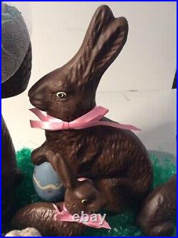 8+ Piece Collection Of Realistic Looking Chocolate Easter Bunny Rabbits, Basket