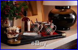 8 Ralph Lauren Tartan Plaid Red Green Christmas Dishes, 4 Salad Plates & 4 Mugs