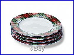 8 Ralph Lauren Tartan Plaid Red Green Christmas Dishes, 4 Salad Plates & 4 Mugs