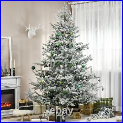 8′ Snow Flocked Artificial Christmas Tree, with Pine Shape, 1479 Tips, Auto Open