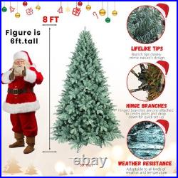 8 ft Artificial Christmas Tree Blue Spruce Realistic Xmas Tree 2458 PE/PVC Tips