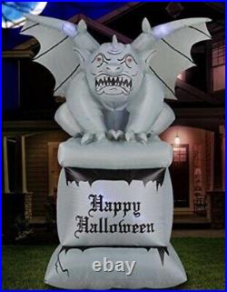 8 ft Halloween gargoyle air blown inflatable on Pillar Led Haunted house yard de