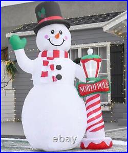 8-ft North Pole Snowman LED Projected Light Show Christmas Airblown Inflatable