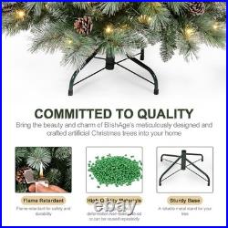 8 ft Prelit Artificial Snow Tips Christmas Tree With 550 Lights 102 Pinecones