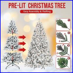 8 ft Prelit Snow Flocked Artificial Full Christmas Tree Pine Tree with 700 light 8 ft Prelit Snow Flocked Artificial Full Christmas Tree Pine Tree with 700 light