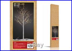 8ft Artificial Birch Tree Pre Lighted Pre Lit Tree Warm White 128 LED Home Decor