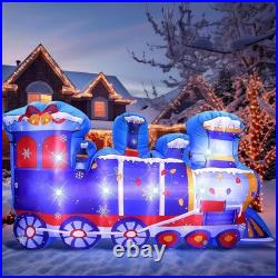8ft Christmas Inflatable Polar Train with LED Lights for Outdoor Built-in LED Li
