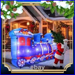 8ft Christmas Inflatable Polar Train with LED Lights for Outdoor Built-in LED Li