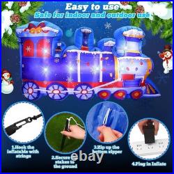 8ft Christmas Inflatable Polar Train with LED Lights for Outdoor Built-in LED Li