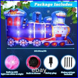 8ft Christmas Inflatable Polar Train with LED Lights for Outdoor Built-in LED Li