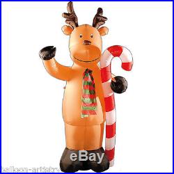 8ft Deluxe Light Up Christmas Reindeer Cane Outdoor Inflatable Garden Decoration