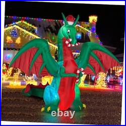 8ft Inflatable Christmas Dragon with Candy Disco LED Lighted Blow Up Decor