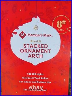 8ft Pre-Lit Stacked Ornament Arch Merry Christmas Holiday Outdoor Decoration