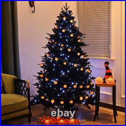 8ft Prelit Black Christmas Tree Artificial Halloween Tree&2486 Tips & 600 Lights