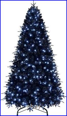 8ft Prelit Black Christmas Tree Artificial Halloween Tree&2486 Tips & 600 Lights