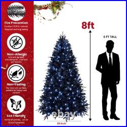 8ft Prelit Black Christmas Tree Artificial Halloween Tree&2486 Tips & 600 Lights