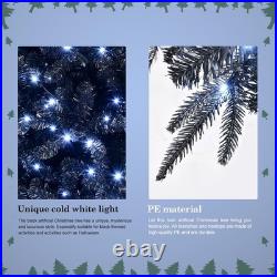 8ft Prelit Black Christmas Tree Artificial Halloween Tree&2486 Tips & 600 Lights