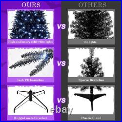 8ft Prelit Black Christmas Tree Artificial Halloween Tree&2486 Tips & 600 Lights