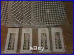 8pc Total 4 Pottery Barn Kids Halloween Gingham Charger Plates & S/4 Utensils