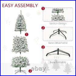 9FT Prelit Snow Flocked Slim Christmas Tree with Light Indoor Home Xmas Decor