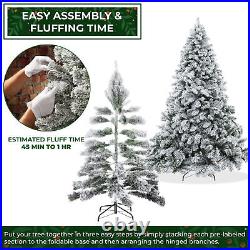 9FT Snow-Flocked Pine Realistic Artificial Holiday Christmas Tree with Stand